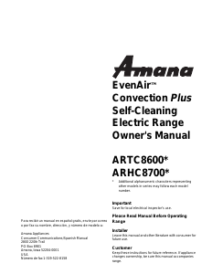Manual Amana ARHC8700LL Range