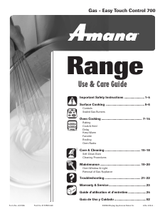 Manual Amana AGR5735QDW Range