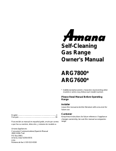 Mode d’emploi Amana ARG7800CC Cuisinière