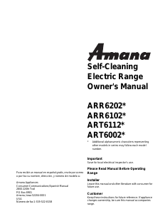 Manual Amana ARR6200L Range