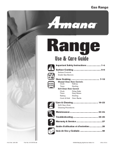 Manual Amana AGR4412ADW0 Range