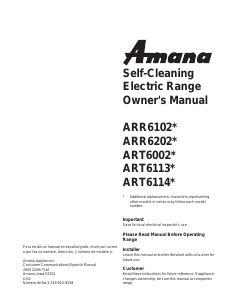 Manual Amana ARR6102W Range