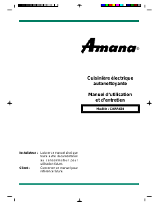 Mode d’emploi Amana CARR630WW Cuisinière