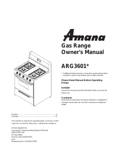 Mode d’emploi Amana ARG3601L Cuisinière