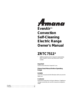 Manual Amana ZRTC7511WW Range