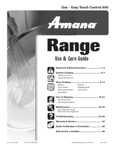 Manual Amana AGR5825RDW Range