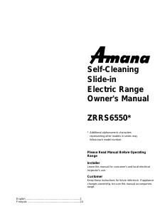 Manual Amana ZRRS6550WW Range