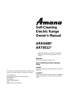 Manual Amana ART6511WW Range