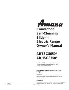 Manual Amana ARTSC8650E Range