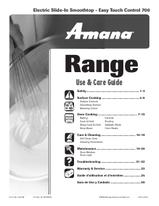Manual de uso Amana AES3760BCS Cocina