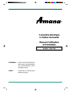 Mode d’emploi Amana CARC700WW Cuisinière