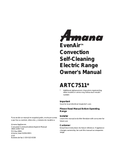 Manual Amana ARTC7511E Range