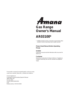 Manual Amana ARO3100L Range