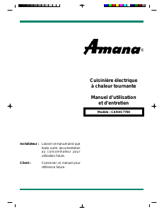 Mode d’emploi Amana CARHC7700WW Cuisinière