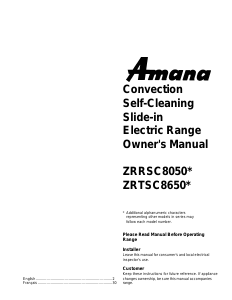 Manual Amana ZRHSC8750WW Range