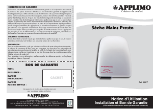Mode d’emploi Applimo 6007 Presto Sèche-mains