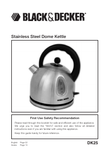 Manual Black and Decker DK25 Kettle