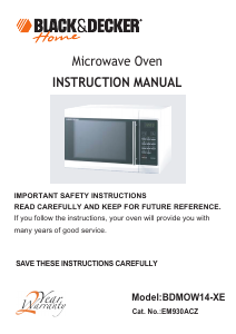 Manual Black and Decker BDMOW14-XE Microwave