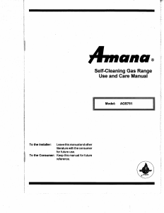 Manual Amana AGS751L Range