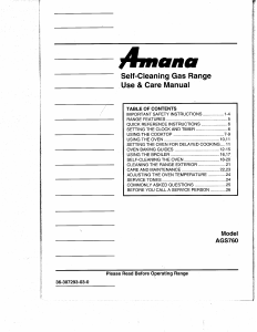 Manual Amana AGS760L Range