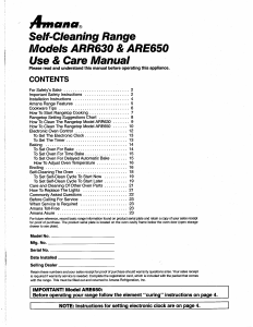 Manual Amana ARE650 Range