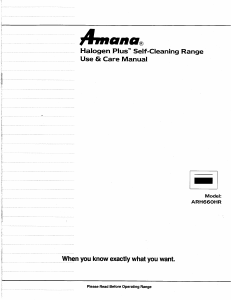 Manual Amana ARH660HRW Range