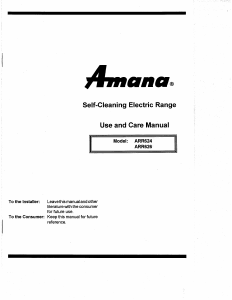 Manual Amana ARR624W Range