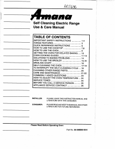 Manual Amana ARS636WW Range