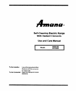 Manual Amana ART6000W Range