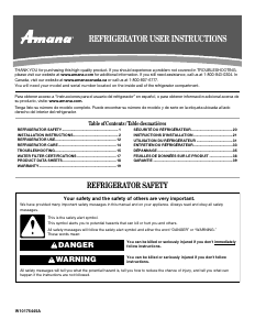 Mode d’emploi Amana AFF2534FEB11 Réfrigérateur combiné