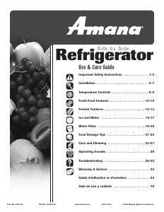 Mode d’emploi Amana ASD2622HRW Réfrigérateur combiné