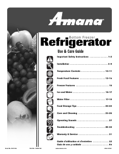 Handleiding Amana ABR2227FES Koel-vries combinatie