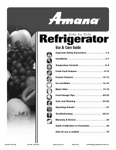 Bruksanvisning Amana ASB2623HRQ Kyl-frys
