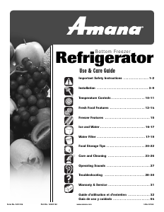 Mode d’emploi Amana ABB192ZDEB Réfrigérateur combiné
