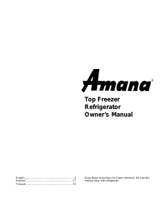 Mode d’emploi Amana ART2127AC Réfrigérateur combiné