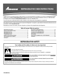 Mode d’emploi Amana AFD2535DEB13 Réfrigérateur combiné