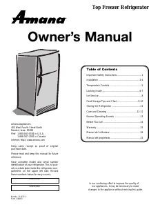 Manual de uso Amana ATB1915HRW Frigorífico combinado