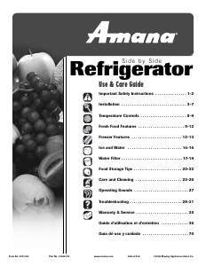 Mode d’emploi Amana ACD2232HRB Réfrigérateur combiné