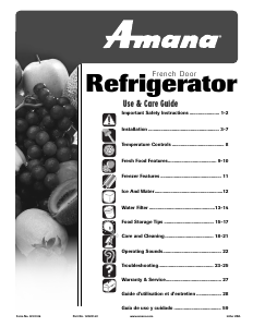 Handleiding Amana AFB2534FES Koel-vries combinatie