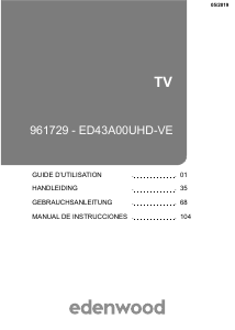 Télévision à distance originale Edenwood // modèle de téléviseur : ed43c01uhd-ve