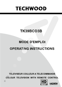 Manual Techwood TK39BCO3B LCD Television