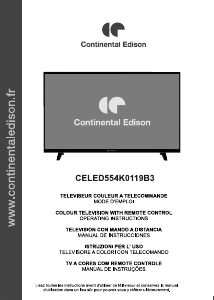 Mode d’emploi Continental Edison CELED554K0119B3 Téléviseur LED
