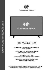 Manual Continental Edison CELED494K0119B3 Televisor LED