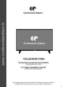 Manual Continental Edison CELED40S0119B3 Televisor LED