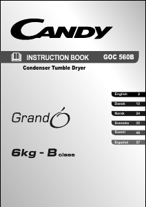 Käyttöohje Candy GOC 560B-S Kuivausrumpu