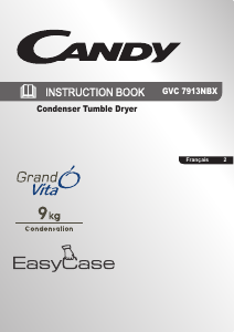 Mode d’emploi Candy GVC 7913NBX-47 Sèche-linge
