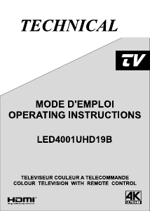 Mode d’emploi Technical LED4001UHD19B Téléviseur LED