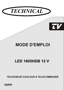 Mode d’emploi Technical LED1605HDB12V Téléviseur LED