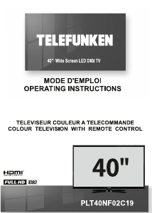 Mode d’emploi Telefunken PLT40NF02C19 Téléviseur LED