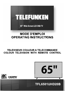 Manual Telefunken TFL6501UHD20B LED Television